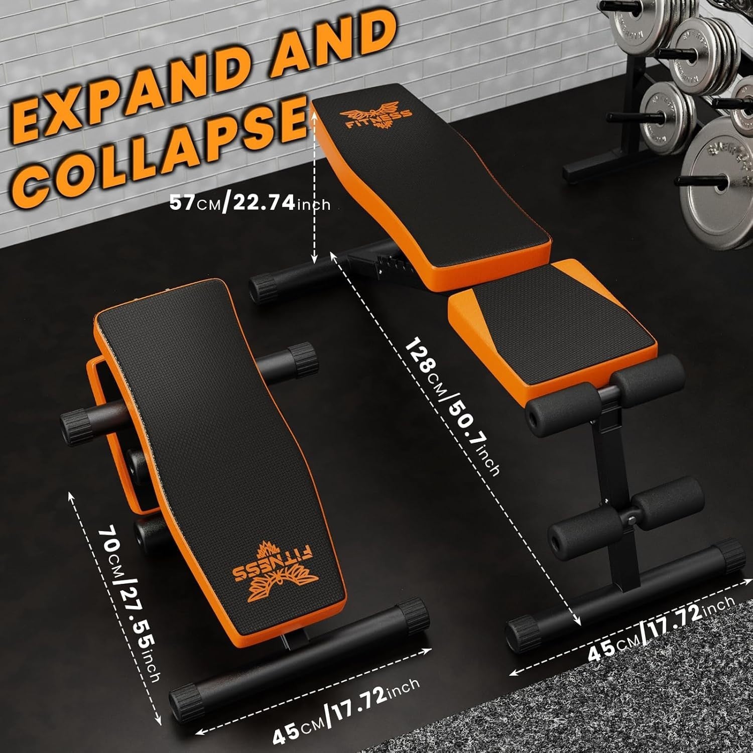 Adjustable Folding Workout Bench 660LB Home Gym Weight Training
