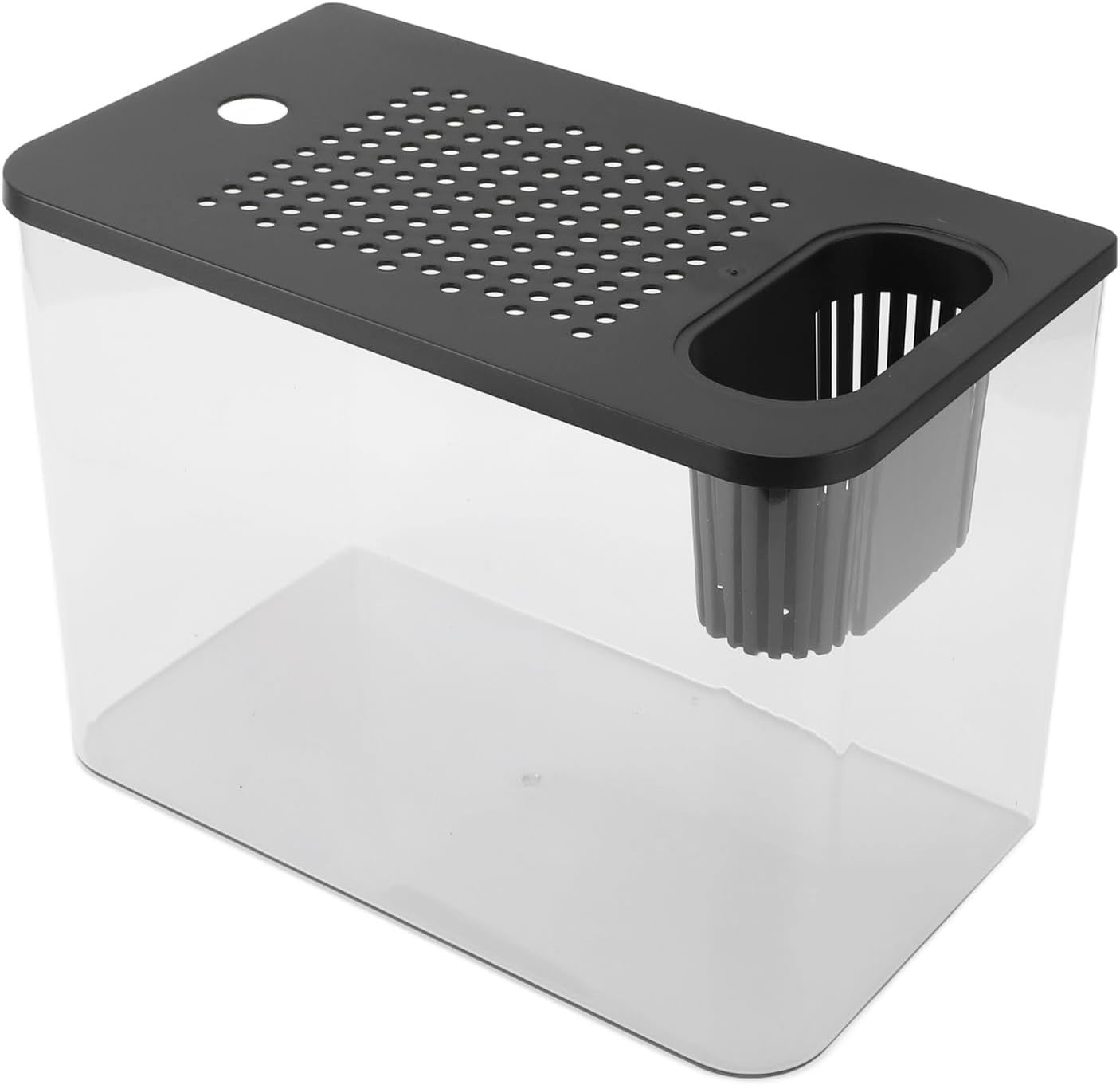 Desktop Betta Fish Tank Mini Aquarium Bowl with Lid Clear Plastic Black