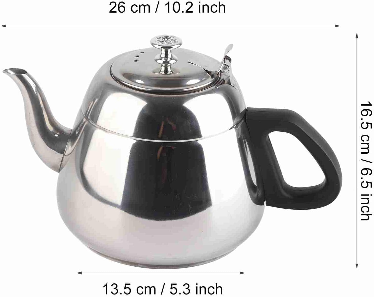 2L Stainless Steel Teapot with Strainer Induction Hob Tea Coffee Pot