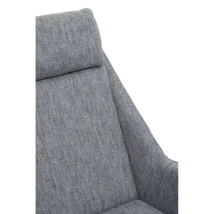 Grey Fabric Lounge Chair with Footstool Modern Metal Frame Armchair