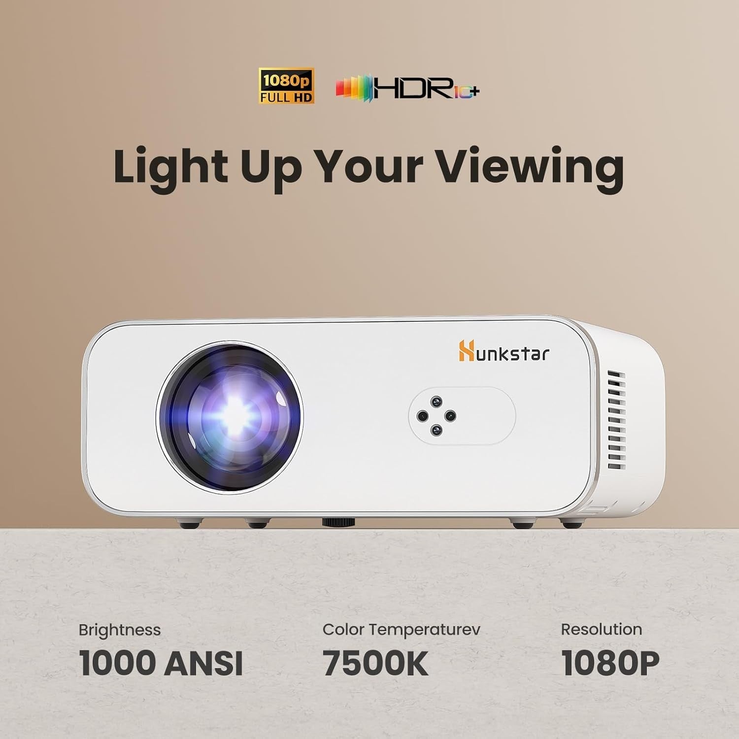 Mini 4K Projector 1000 ANSI Lumens WiFi 6 Bluetooth Auto Focus HD