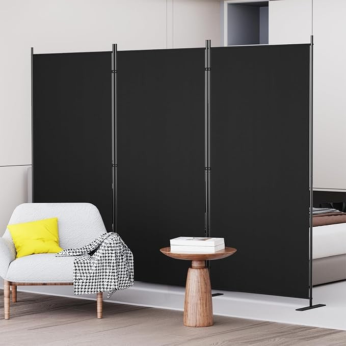3-Panel 6FT Folding Room Divider Black Privacy Screen Partition Wall Office