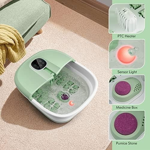 Portable Folding Foot Spa with Heat, Bubble Massage, Remote Control & Timer