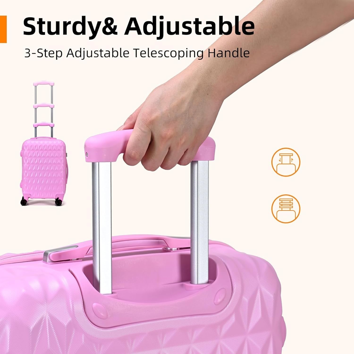 24 Inch Medium Hard Shell Suitcase Lightweight 4 Spinner Wheels Lock Pink