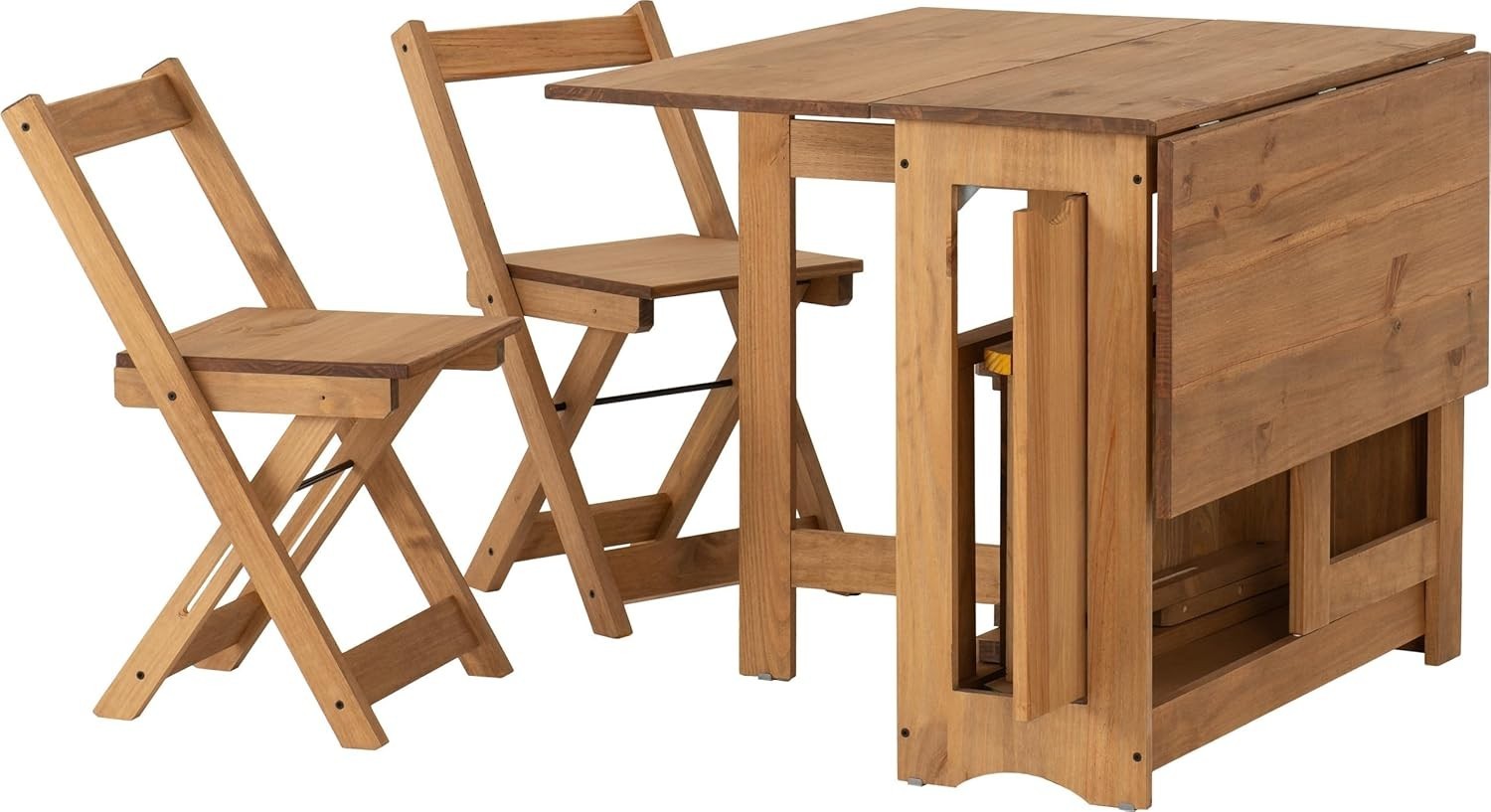 Butterfly Folding Dining Table Set Space Saving Distressed Waxed Pine