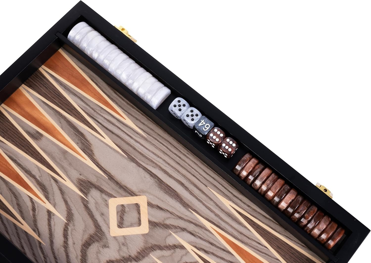Deluxe 15in Wooden Backgammon Set Folding Luxury Board Game Travel