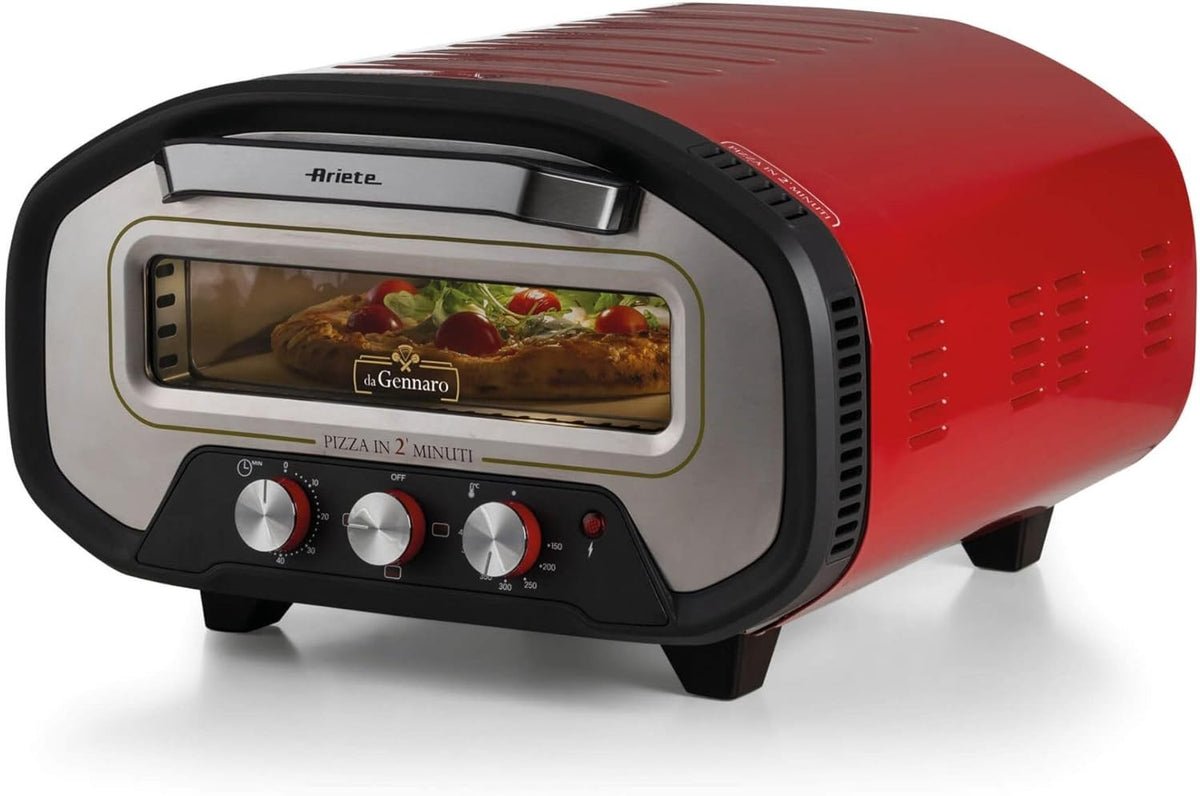 Electric Indoor Pizza Oven | 2-Min Fast Cooking 430°C Stone Grill – Red 2200W