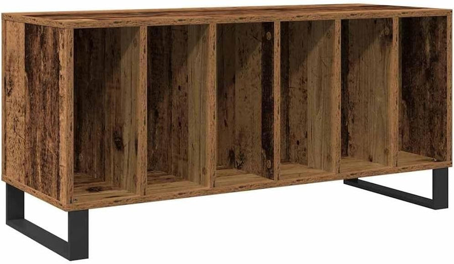 Rustic Solid Wood Media Storage Cabinet with 5 Shelves – Durable & Stylish