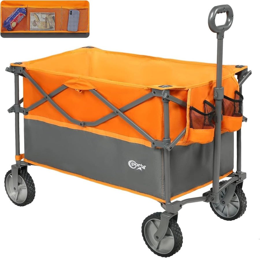 Orange XL 228L Folding Festival Trolley Heavy Duty Camping Beach Wagon Portal