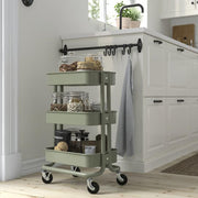 3 Tier Utility Trolley Cart on Wheels Kitchen Bathroom Storage