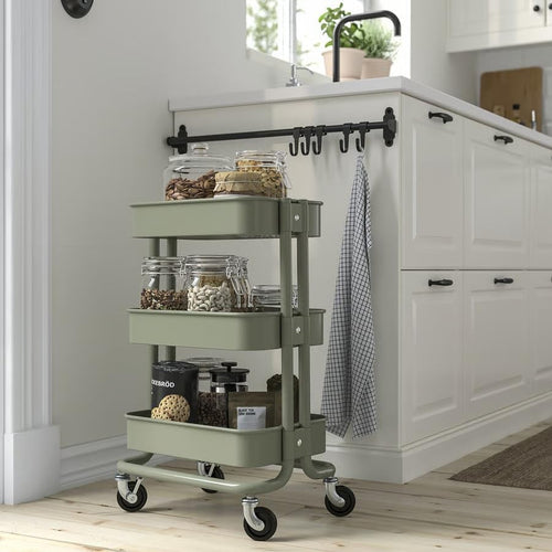 3 Tier Utility Trolley Cart on Wheels Kitchen Bathroom Storage