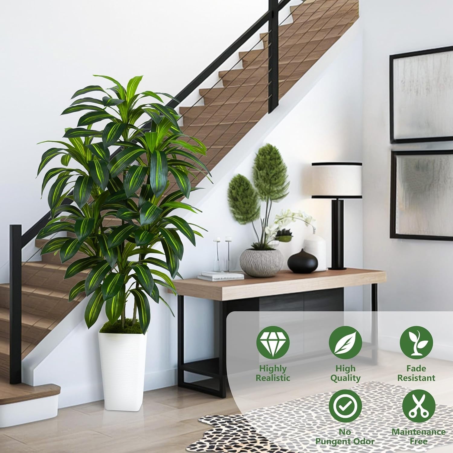 Artificial Dracaena Plant 180cm Tall in White Planter Faux Yucca Tree Home Decor