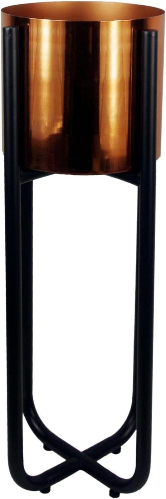 Tall Black Metal Plant Stand with Copper Planter 62cm Modern Home Decor