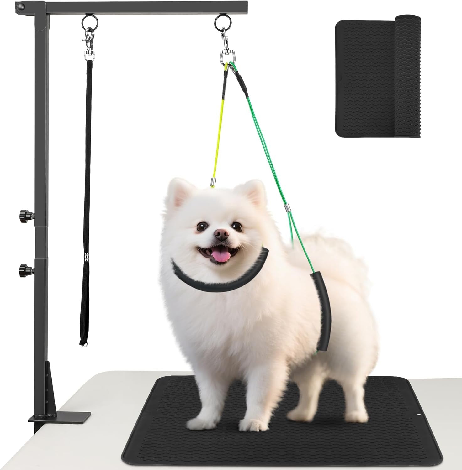 Dog Grooming Arm Clamp Adjustable Height Non Slip Pad Loop No Sit Holder