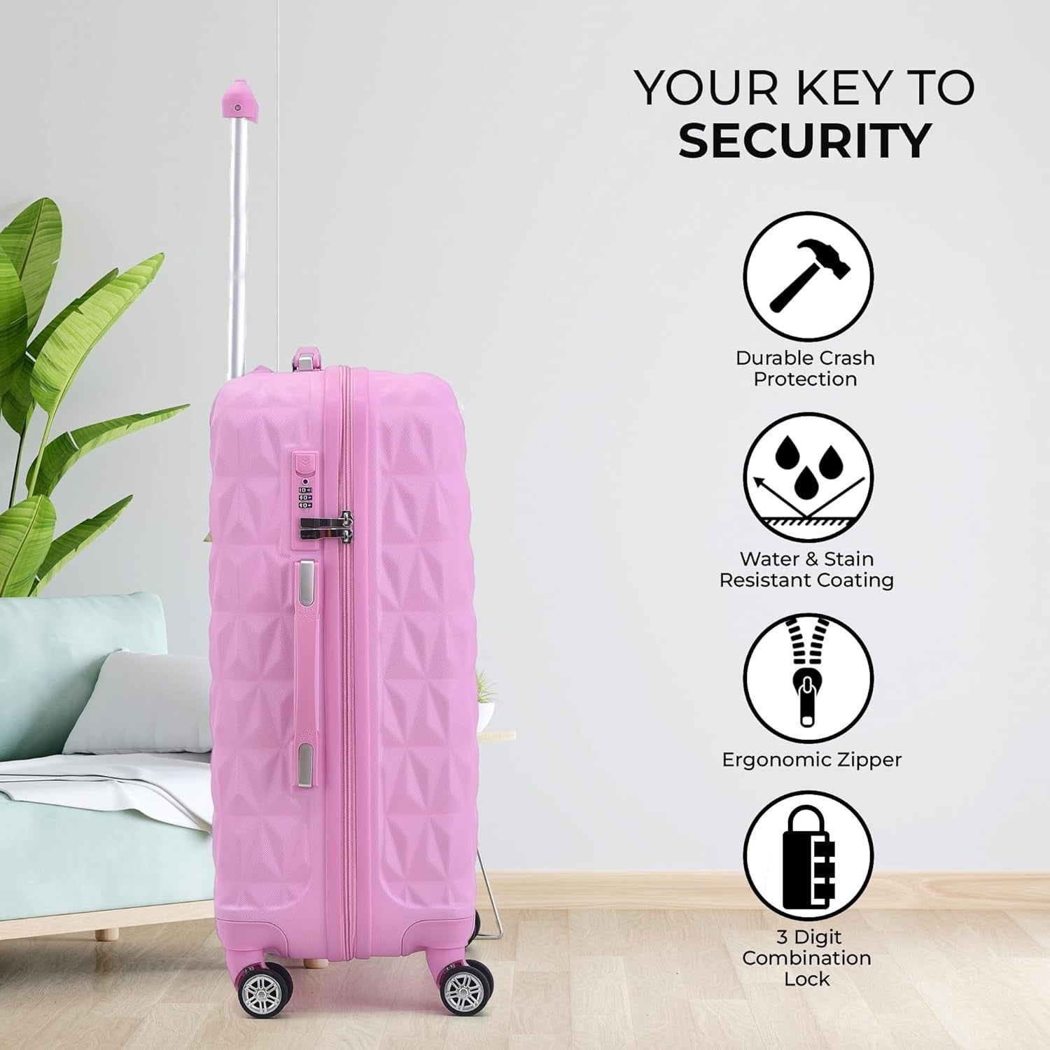 24 Inch Medium ABS Hard Shell Suitcase Lightweight 4 Spinner Wheels