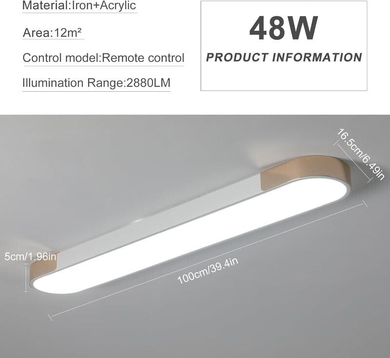 100CM Dimmable LED Ceiling Light Gold Remote Flush Mount Lamp 2880LM