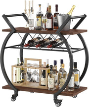 Luxury Gold Bar Cart Drinks Trolley on Wheels Wine Rack Coffee Serving Cart