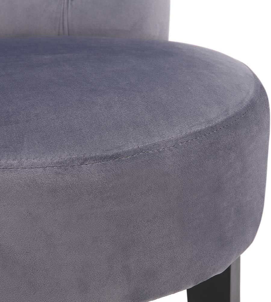 Grey High-Back Linen Vanity Chair – Padded Dressing Table Stool 40×40×69cm