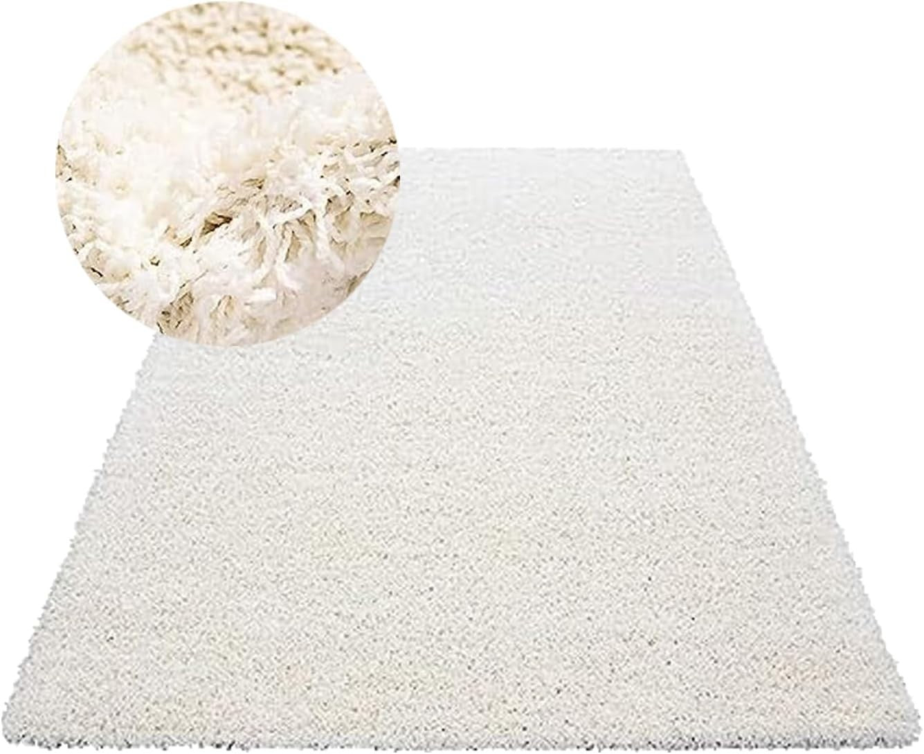 Extra Large Shaggy Rug 160x230cm 5cm Thick Soft High Pile Cream Room Carpet