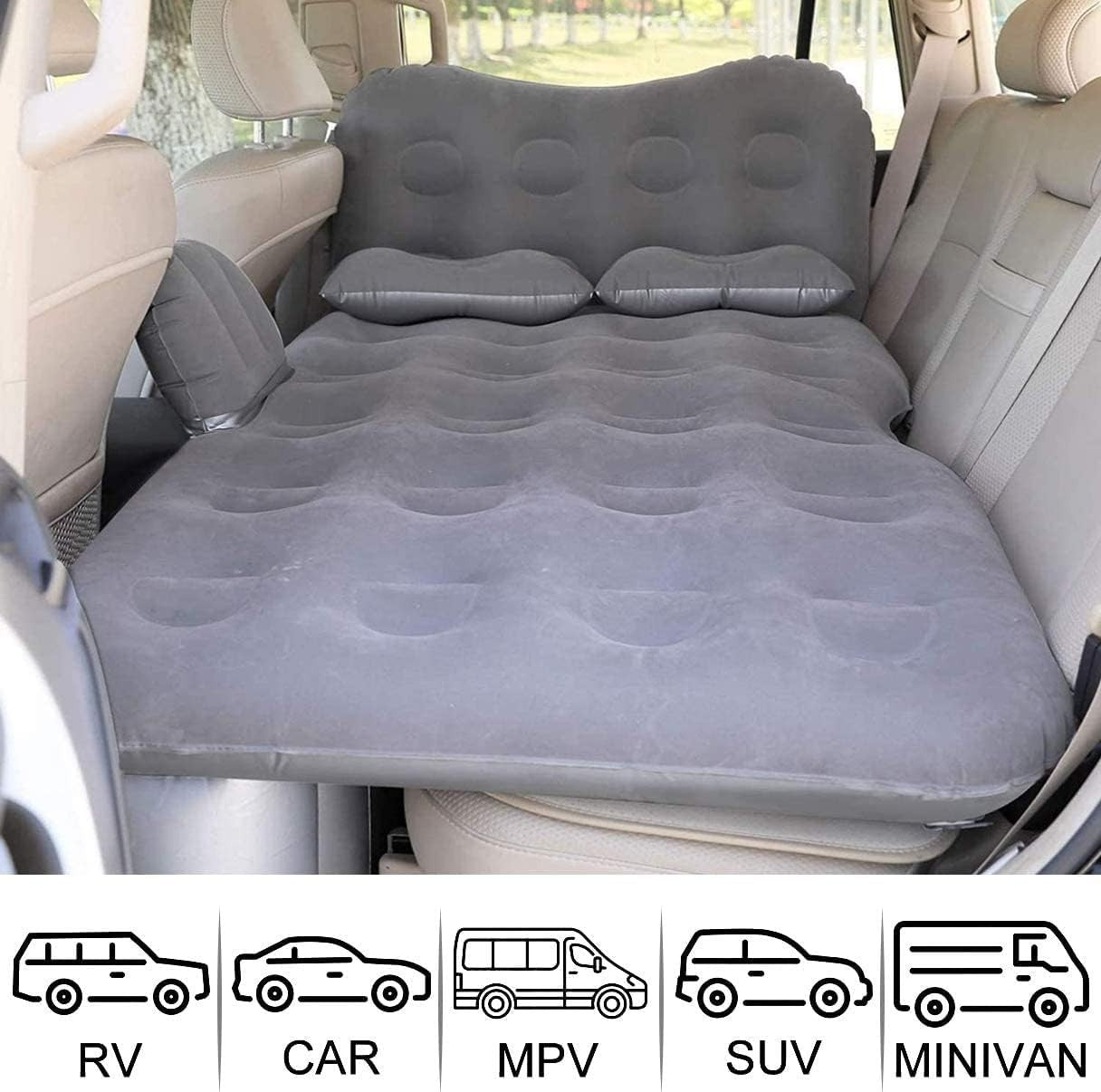 Inflatable Car Air Mattress Travel Bed with Pump & Pillows – SUV/Sedan