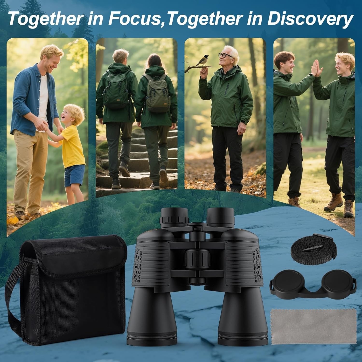 20x52 High Power HD Binoculars Wide View Low Light Vision for Bird Watching Hiki