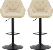 Beige Swivel Bar Stools Set of 2 Height Adjustable Counter Chairs