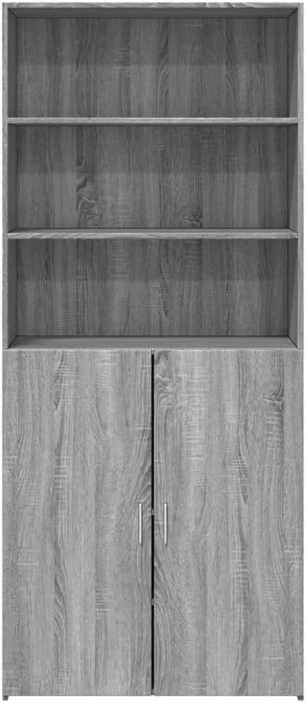 Modern Grey Sonoma Storage Cabinet with Doors & Shelves for Bedroom