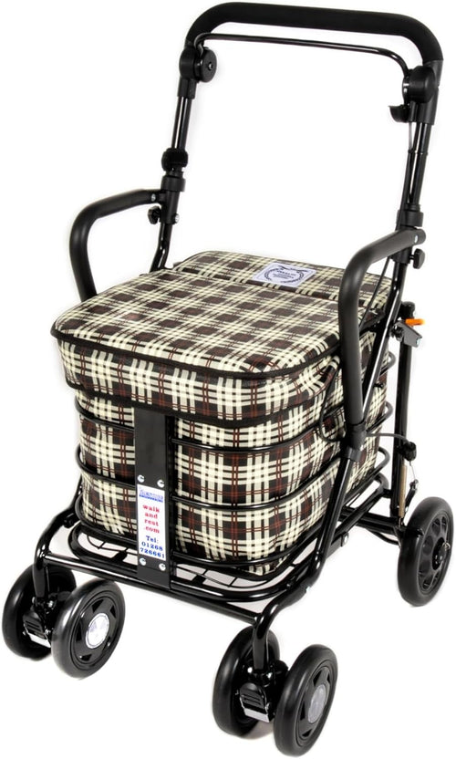 Walking Shopping Trolley with Seat Foldable Mobility Cart Lightweight