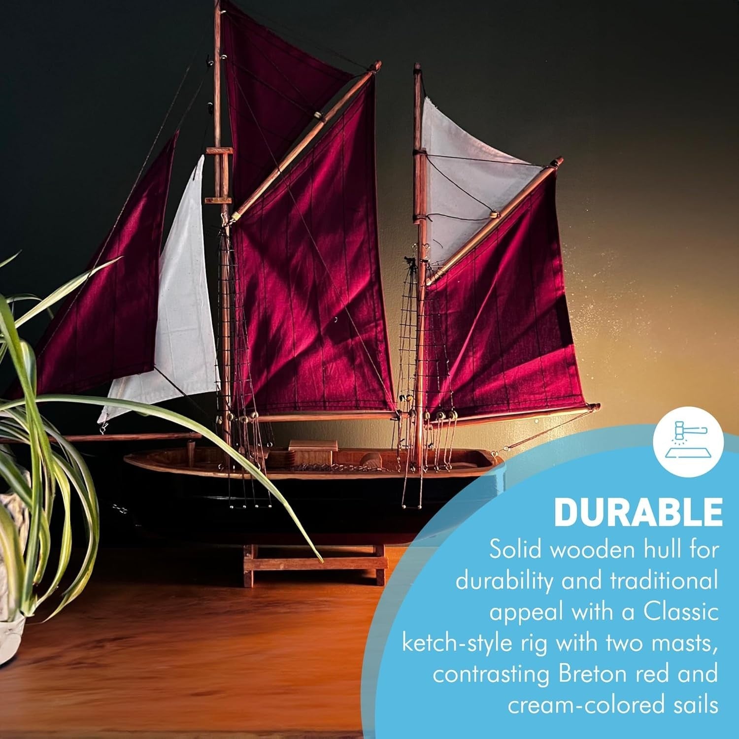 Brixham Trawler Model Yacht 55cm Sailing Boat Decor | Wooden Fishing Ship