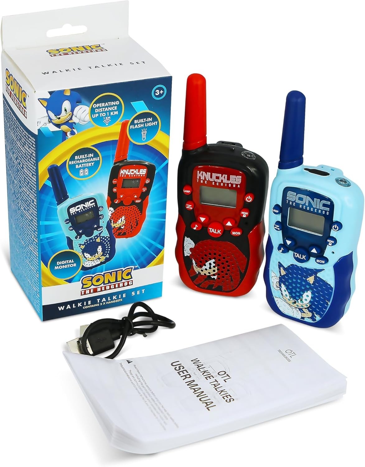 Sonic Walkie Talkies Rechargeable 2 Pack VOX Flashlight Kids Radio