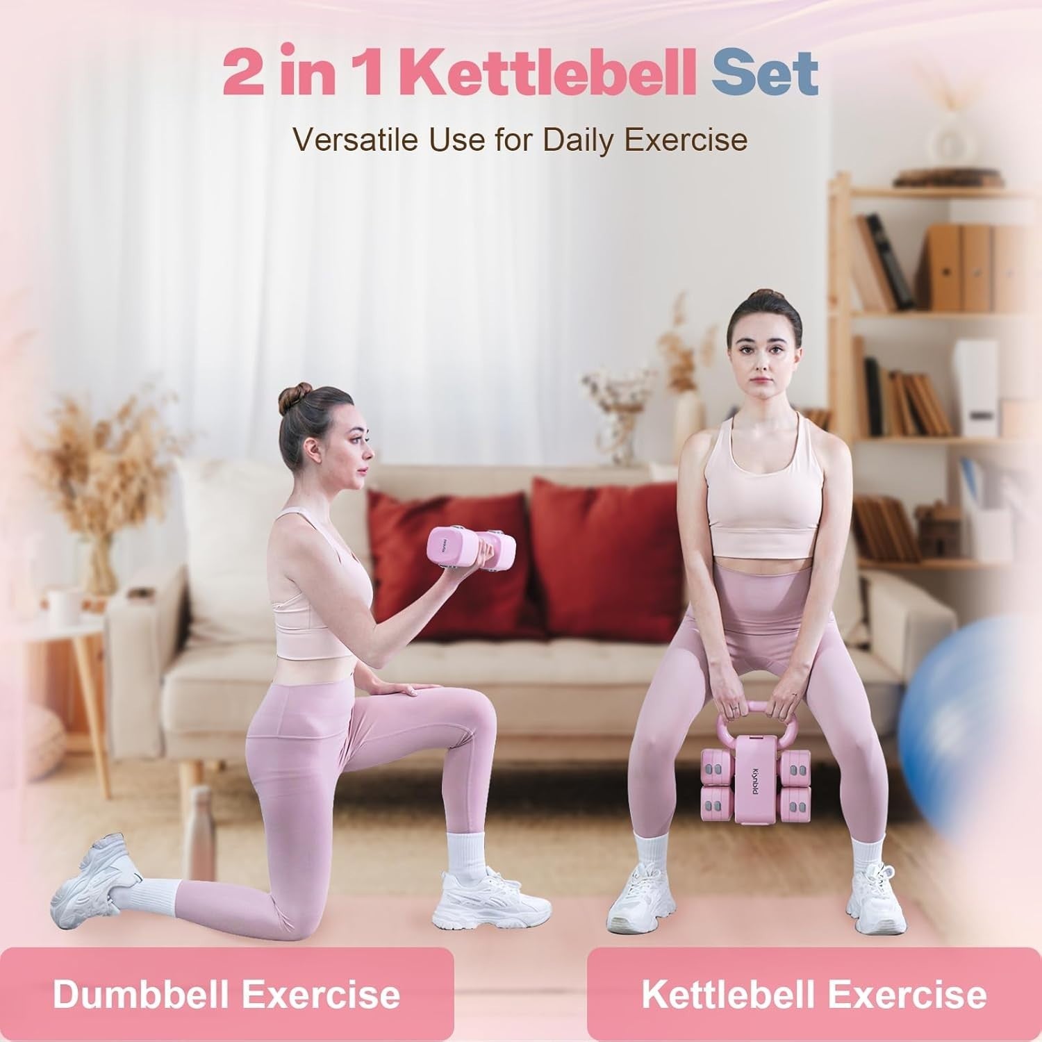 4-in-1 Adjustable Dumbbell Set 2–5LB Fast Adjust Non-Slip Weights Women