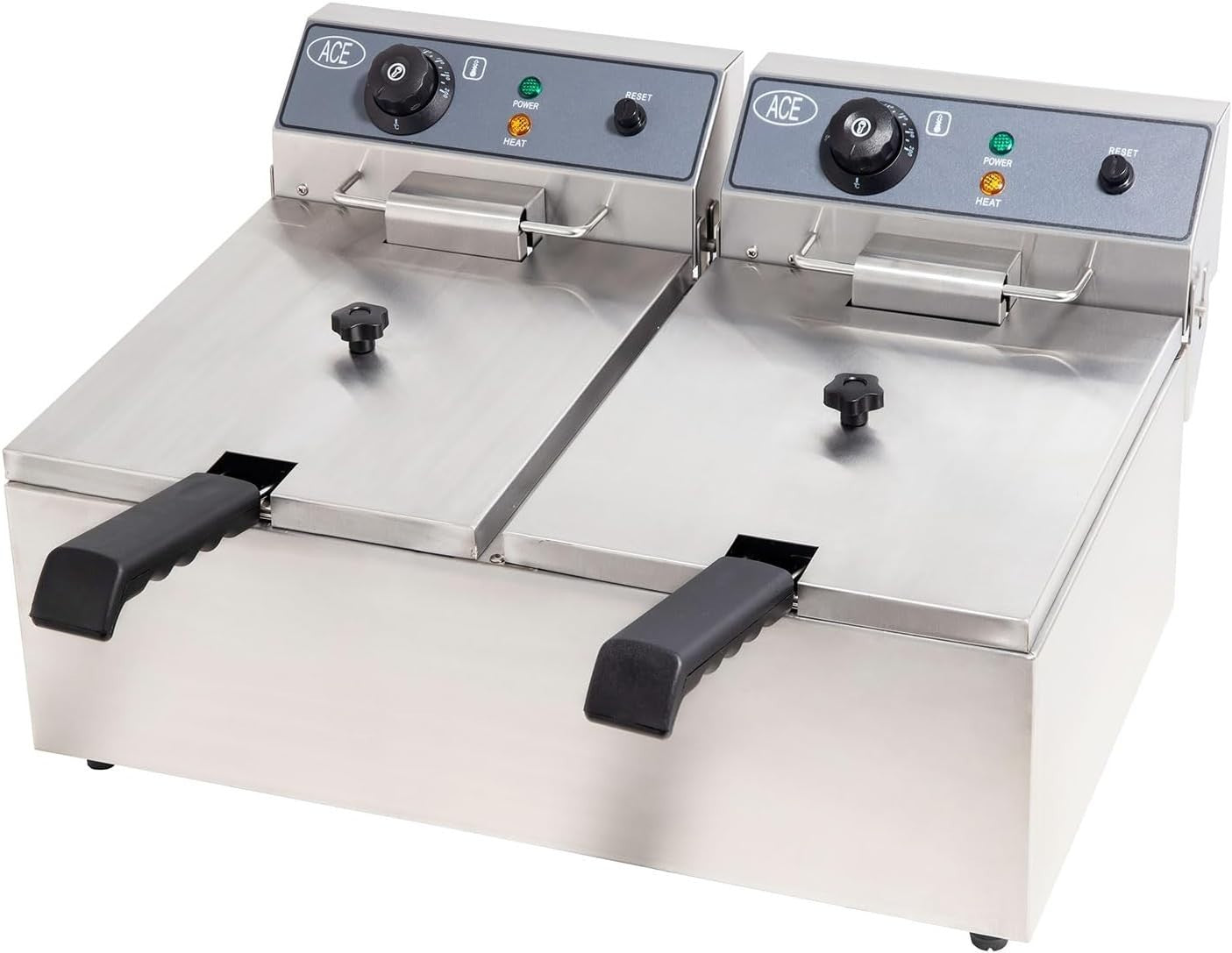Commercial Electric Deep Fryer 20L Dual Tank 6000W Stainless Steel Countertop