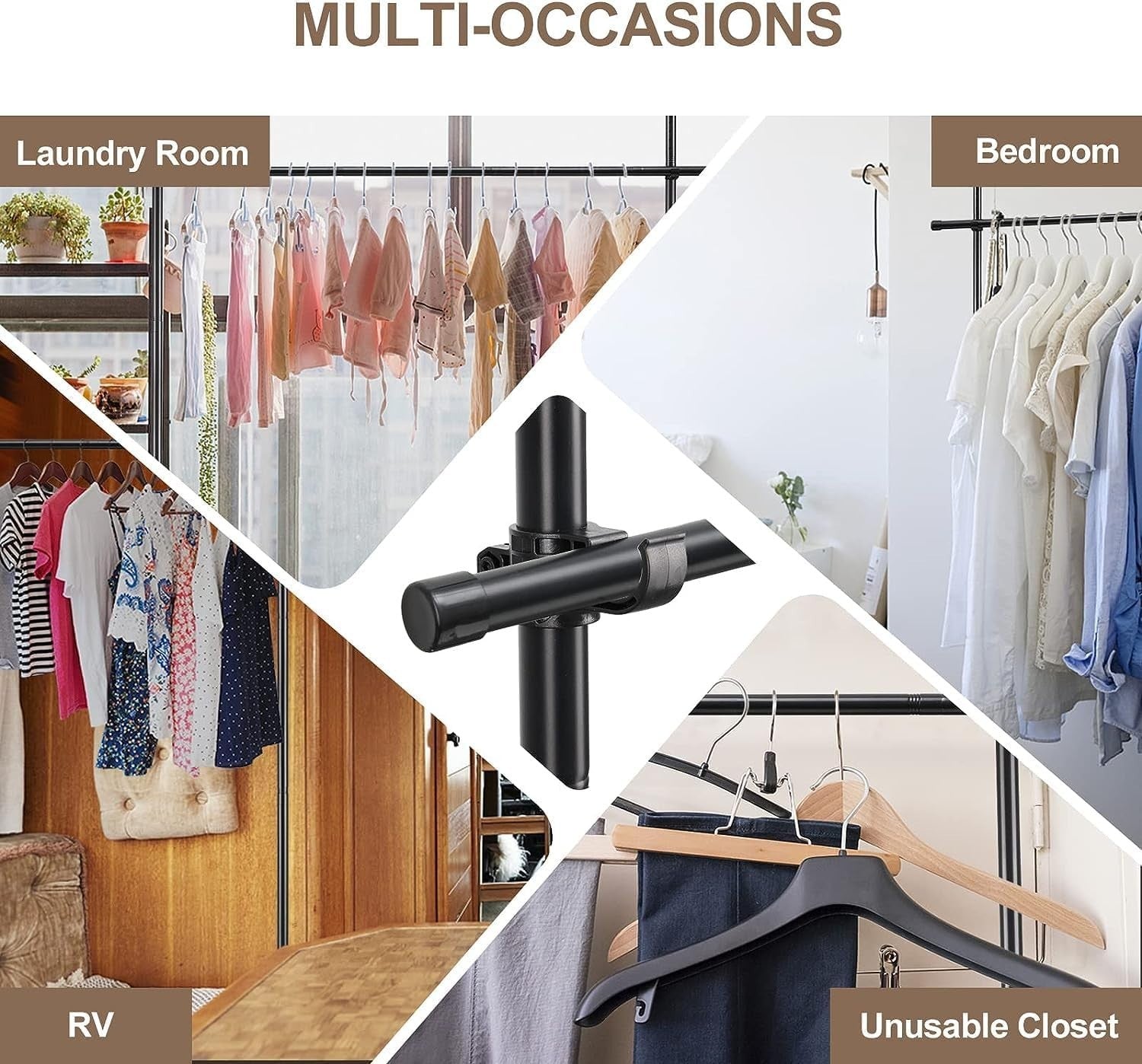 2-Tier Adjustable Clothes Rack Heavy Duty Free Standing Black
