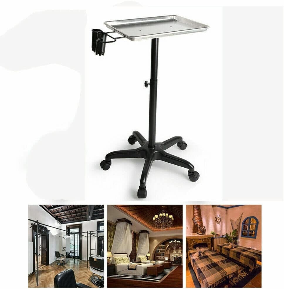 Salon Trolley Rolling Workstation Adjustable Height Aluminum Beauty Tray