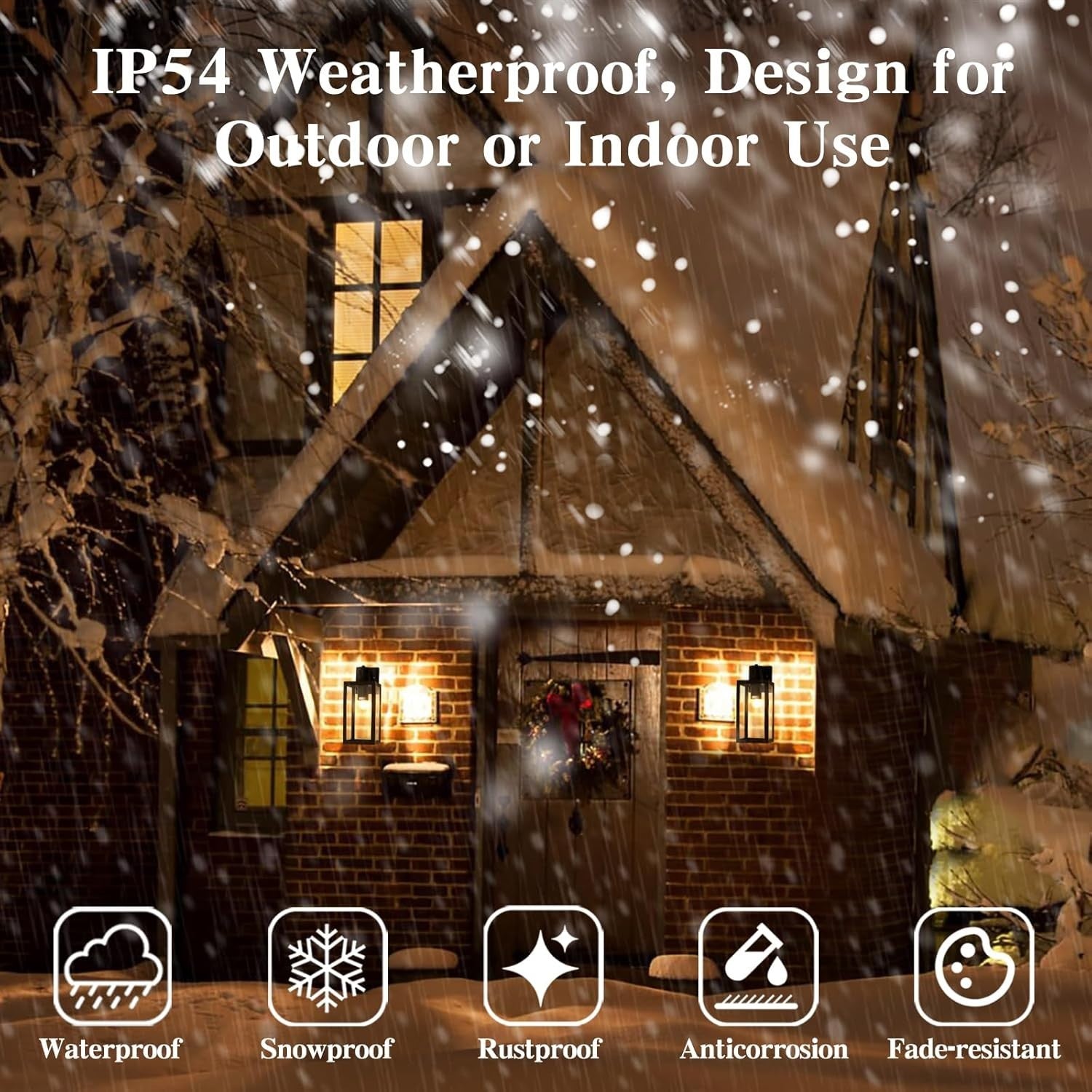 Waterproof Outdoor Wall Light PIR Sensor | 3-Mode E27 Porch Lantern Black