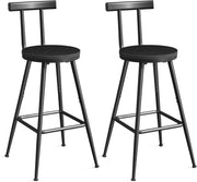 Modern Bar Stools Set of 2 with Backrest & Footrest 32x32x66cm Black