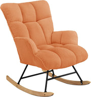 Teddy Fleece Rocking Chair for Adults Nursery Glider Armchair Orange