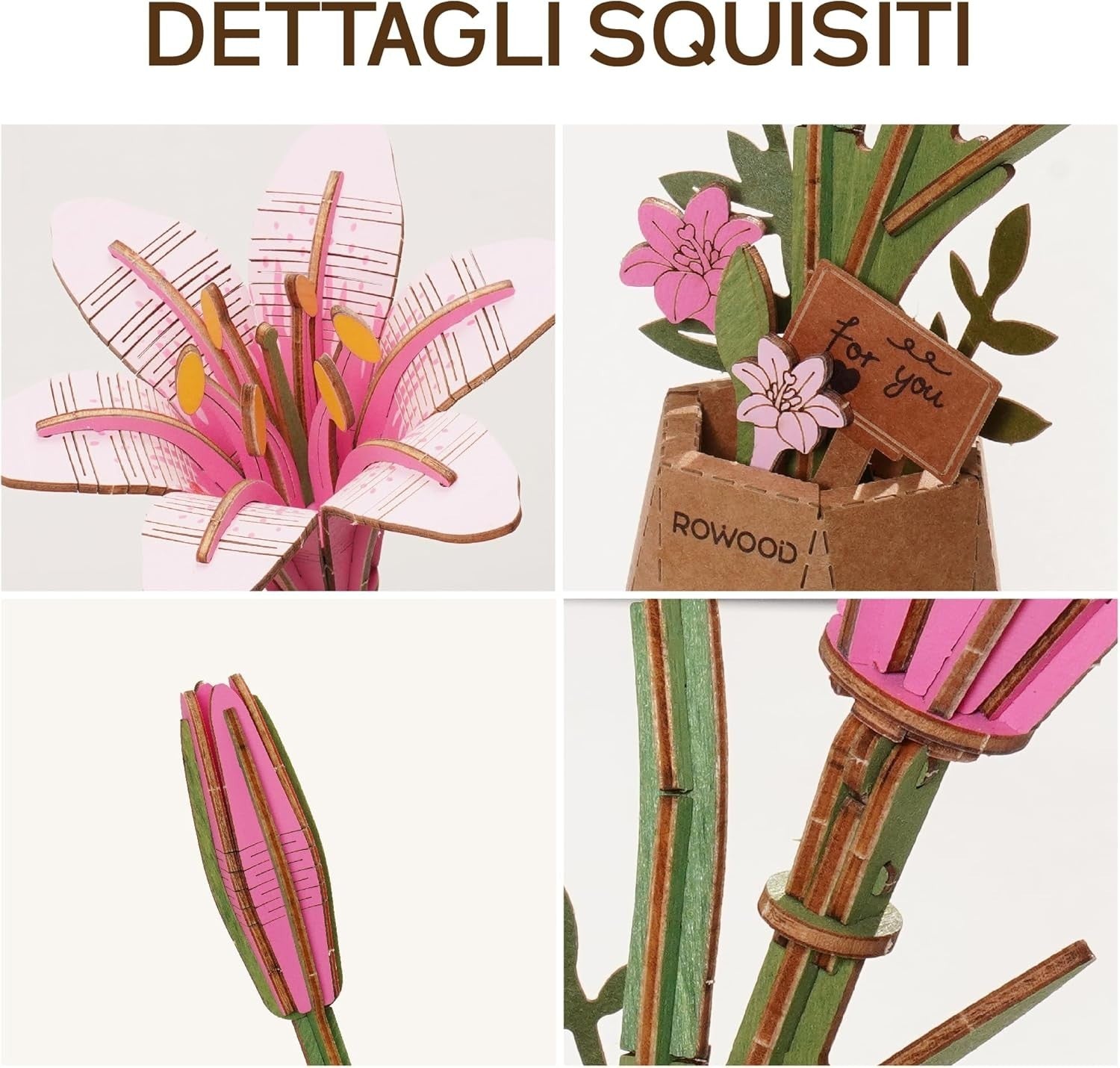 DIY 3D Wooden Lily Flower Puzzle Kit – Elegant Floral Craft Gift Set
