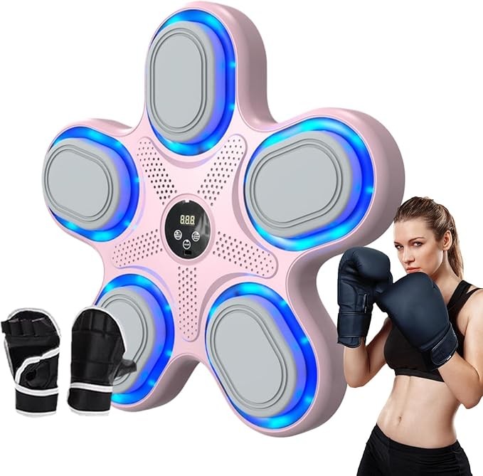 Music Boxing Machine Wall Mounted LED Reaction Trainer With Gloves Home Workout