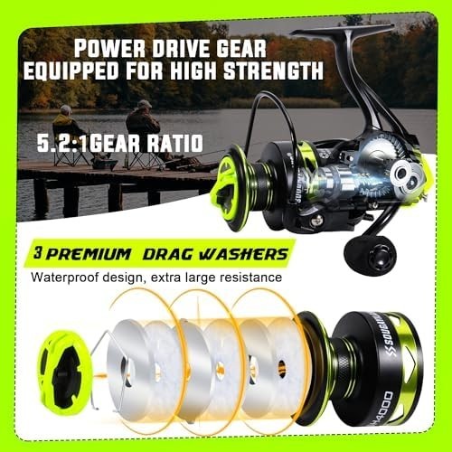 1.8m-2.1m Spinning Fishing Rod Reel Combo IM7 Graphite Salt & Freshwater