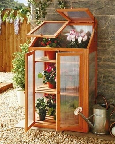 Wooden 3-Tier Cold Frame Greenhouse 120x69x49cm Polycarbonate Panels