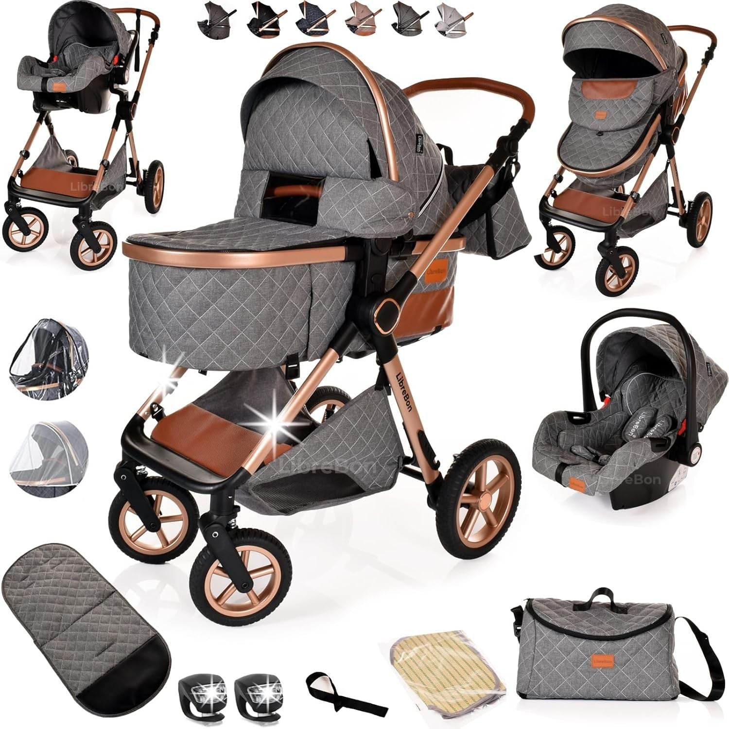 3 in 1 Baby Pram Pushchair Folding Travel System All Terrain from Birth