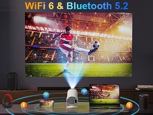 1080P WiFi Android Smart Projector 12000 Lumens 4K Support Portable