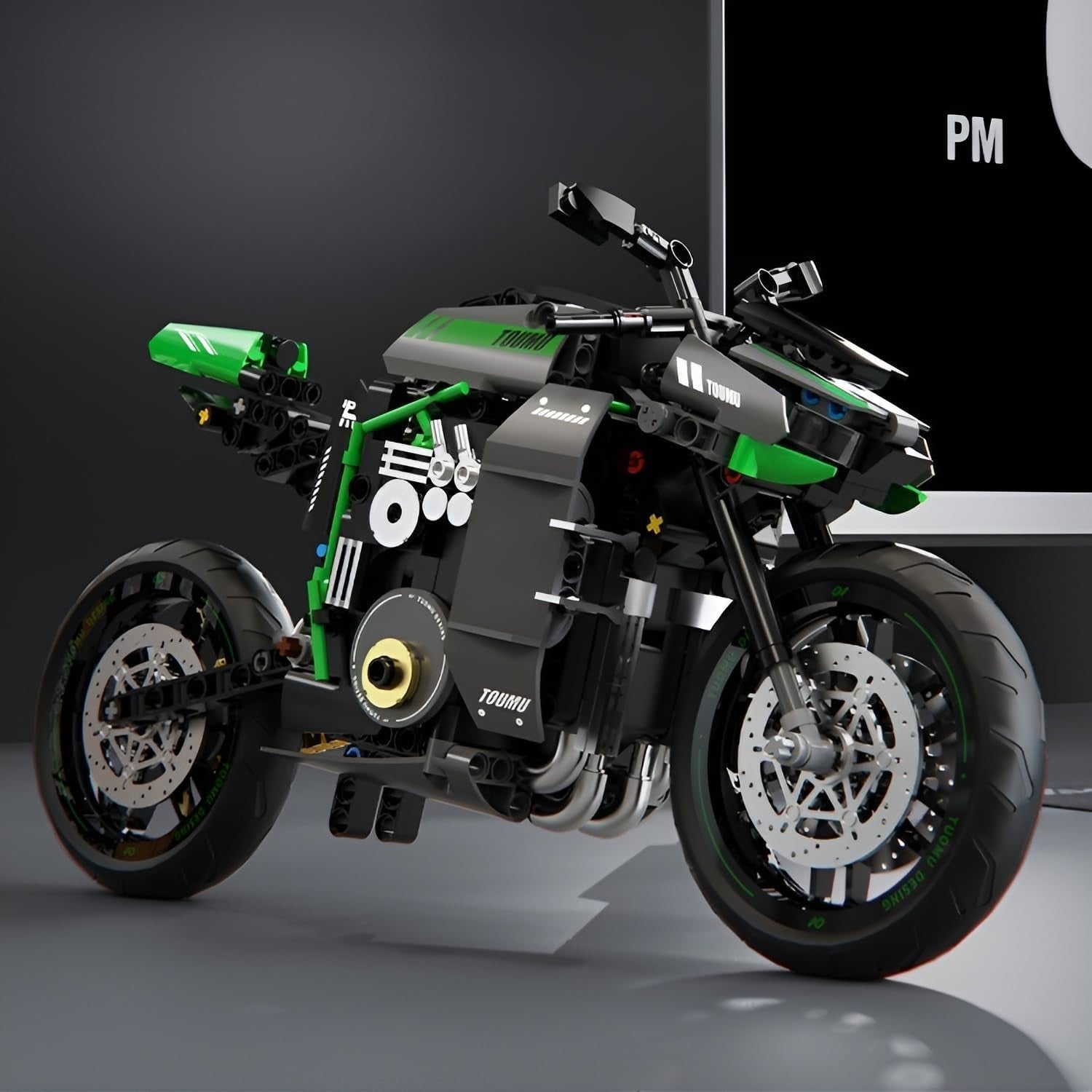 460-Piece Motorcycle Building Kit with Full-Color Instructions & Display