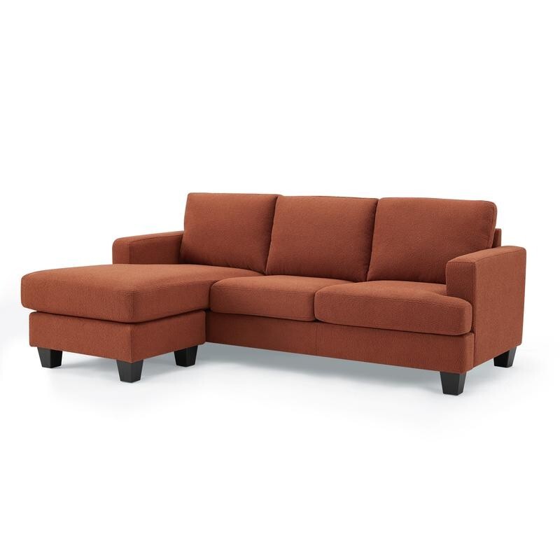 3 Seater Chaise Sofa Burnt Orange Boucle Fabric | Left or Right L Shape
