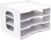 12x12 Scrapbook Paper Organizer 4 Tier Desktop Storage Stackable White