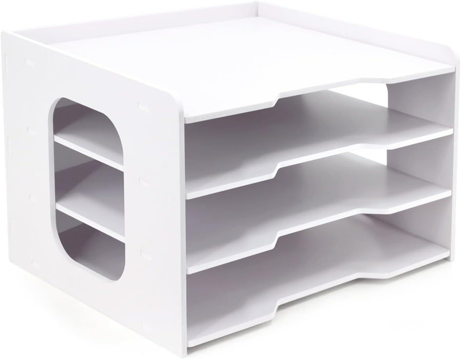 12x12 Scrapbook Paper Organizer 4 Tier Desktop Storage Stackable White