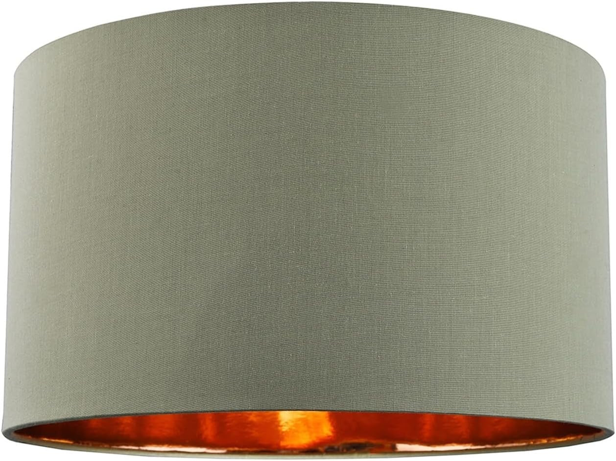 Olive Green Drum Lampshade 40cm Copper Inner Table Floor Pendant