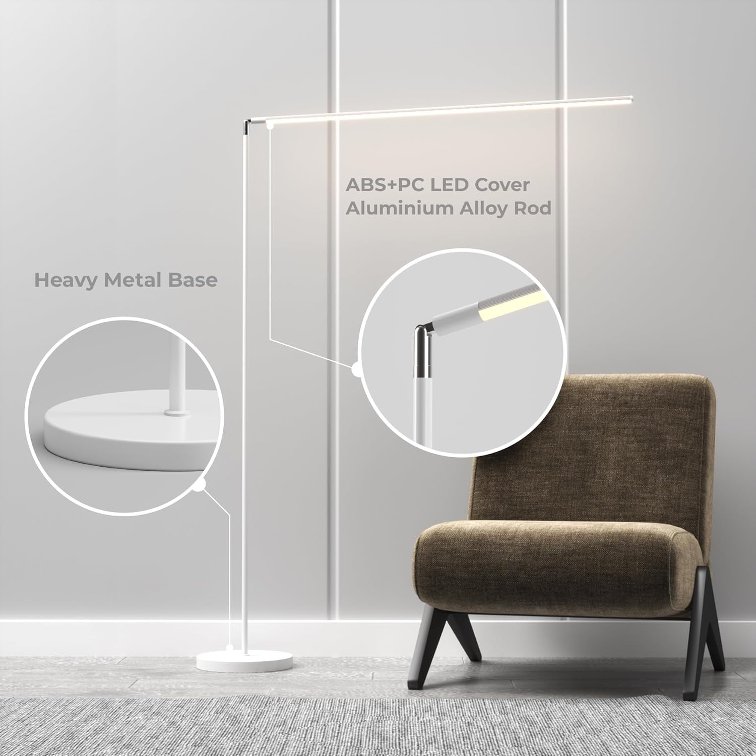 LED Floor Lamp Dimmable Remote Slim Standing Light Adjustable Reading Lamp
