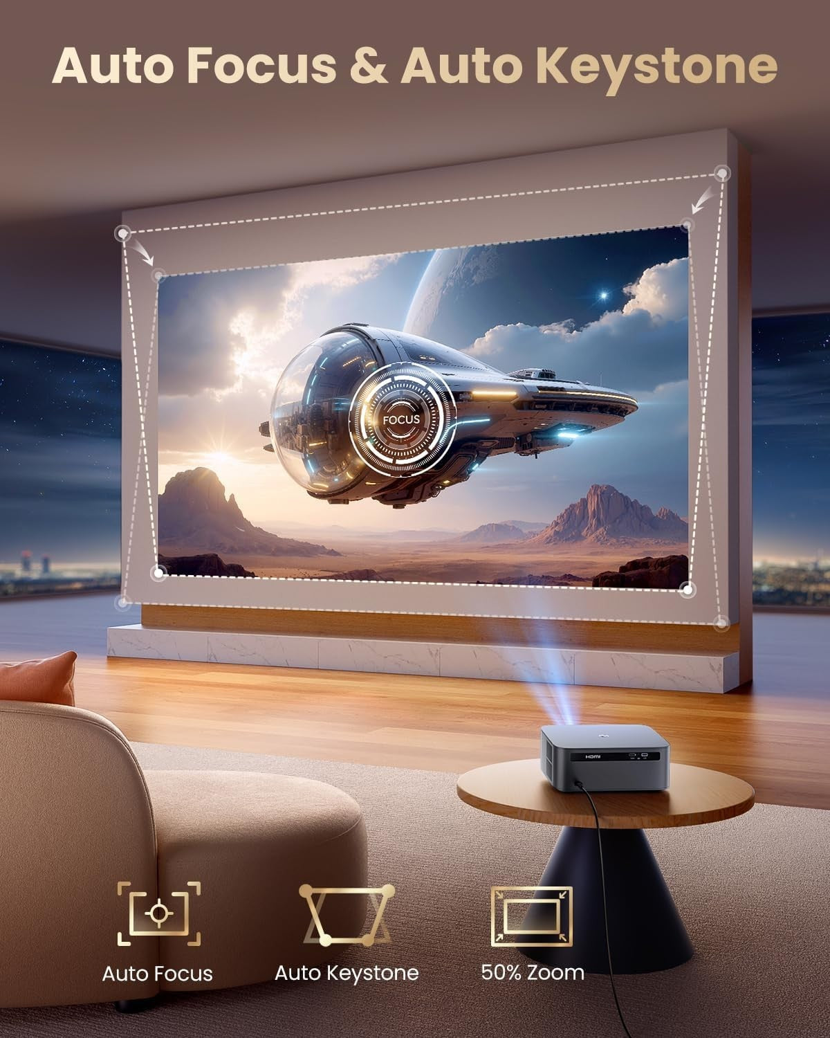 1200 ANSI Smart Projector 1080P 4K Google TV WiFi 6 Bluetooth Netflix